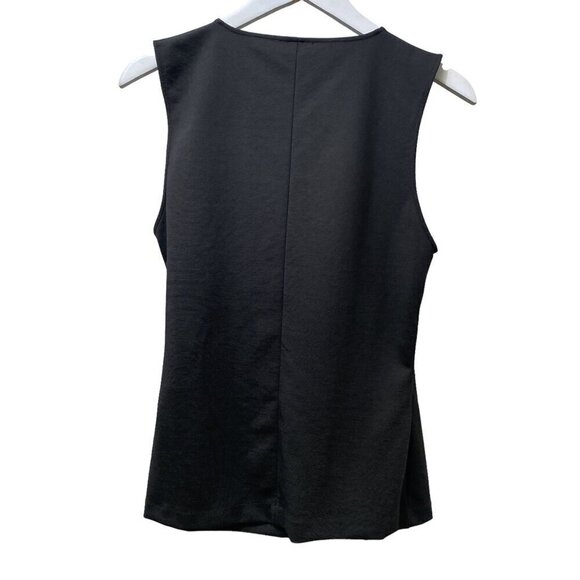 J.CREW 365 Sleeveless Top Medium Crossover Front Stretch Ponte Knit Black Shell - Picture 5 of 9